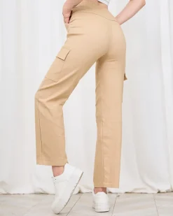 Spodnie Cargo^Royalfashion Beżowe szerokie damskie spodnie typu cargo beżowy