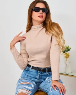 Swetry^Royalfashion sweter typu półgolf beżowy