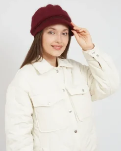 Czapki I Kapelusze^Royalfashion Beret damski z daszkiem czerwony