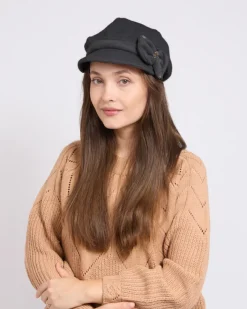 Czapki I Kapelusze^Royalfashion Beret damski z kokardką Ciemnoszary