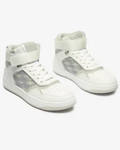 Sneakersy^Royalfashion Białe damskie wysokie sneakersy sportowe Xosa biały