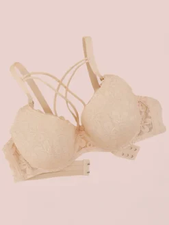 Codzienne^Royalfashion Biustonosz damski usztywniany z koronką beżowy