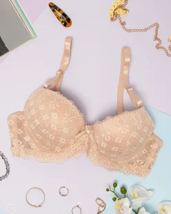 Codzienne^Royalfashion Biustonosz damski z koronką w kolorze m beżowy