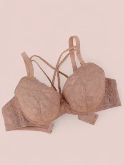 Codzienne^Royalfashion Biustonosz damski usztywniany z koronką różowy