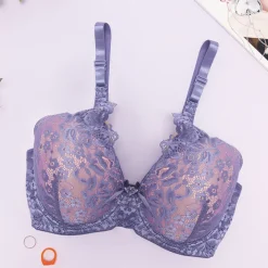 Codzienne^Royalfashion Biustonosz z fioletowo-niebieską koronką różowy