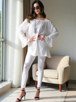 Bluzki / Koszule / Koszulki^Royalfashion Bluzka damska a'la hiszpanka z falbankami kobaltowy