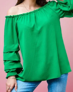 Bluzki / Koszule / Koszulki^Royalfashion Bluzka damska a'la hiszpanka z falbankami zielony