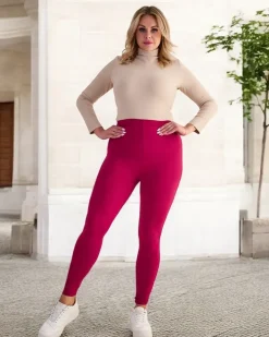 Legginsy / Tregginsy|Plus Size^Royalfashion Bordowe damskie legginsy bambusowe PLUS SIZE Bordowy