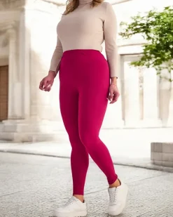 Legginsy / Tregginsy|Plus Size^Royalfashion Bordowe damskie legginsy bambusowe PLUS SIZE Bordowy