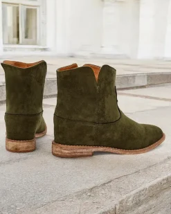 Botki Z Delikatnym Ociepleniem|Kowbojki^Royalfashion Botki a'la kowbojki na krytym koturnie Blueston zielony