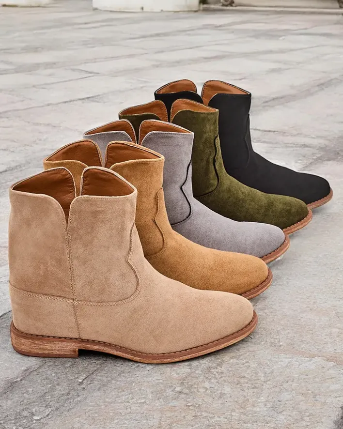 Botki Z Delikatnym Ociepleniem|Kowbojki^Royalfashion Botki a'la kowbojki na krytym koturnie Blueston zielony