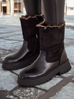 Botki Z Delikatnym Ociepleniem^Royalfashion Botki damskie Zolie czarny