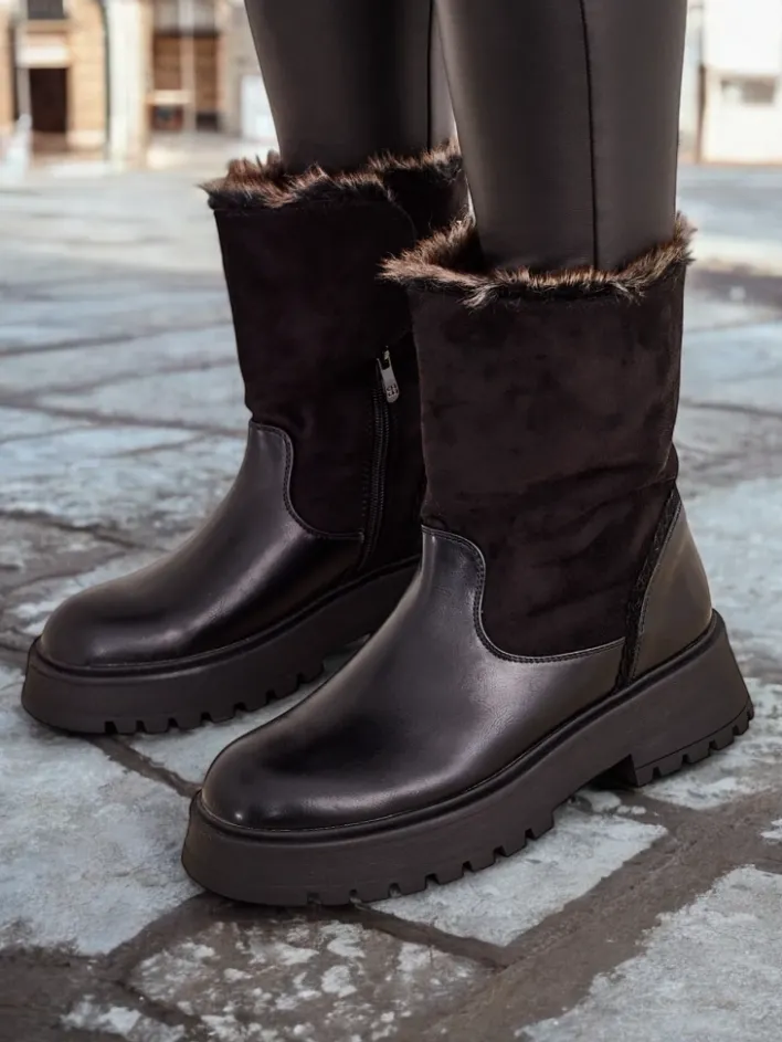 Botki Z Delikatnym Ociepleniem^Royalfashion Botki damskie Zolie czarny