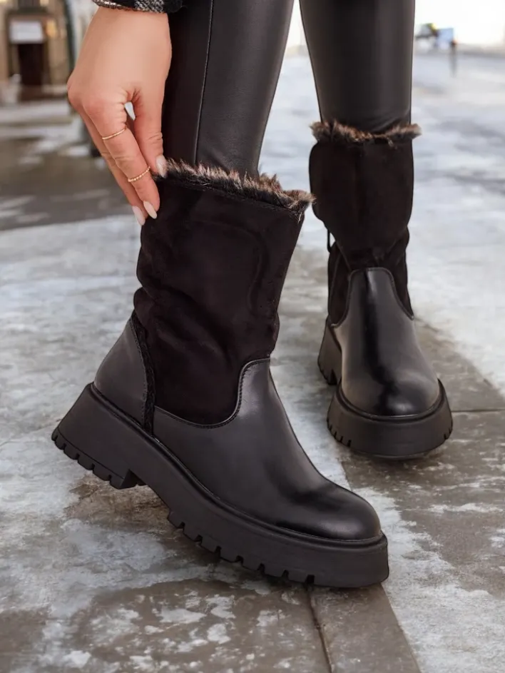 Botki Z Delikatnym Ociepleniem^Royalfashion Botki damskie Zolie czarny