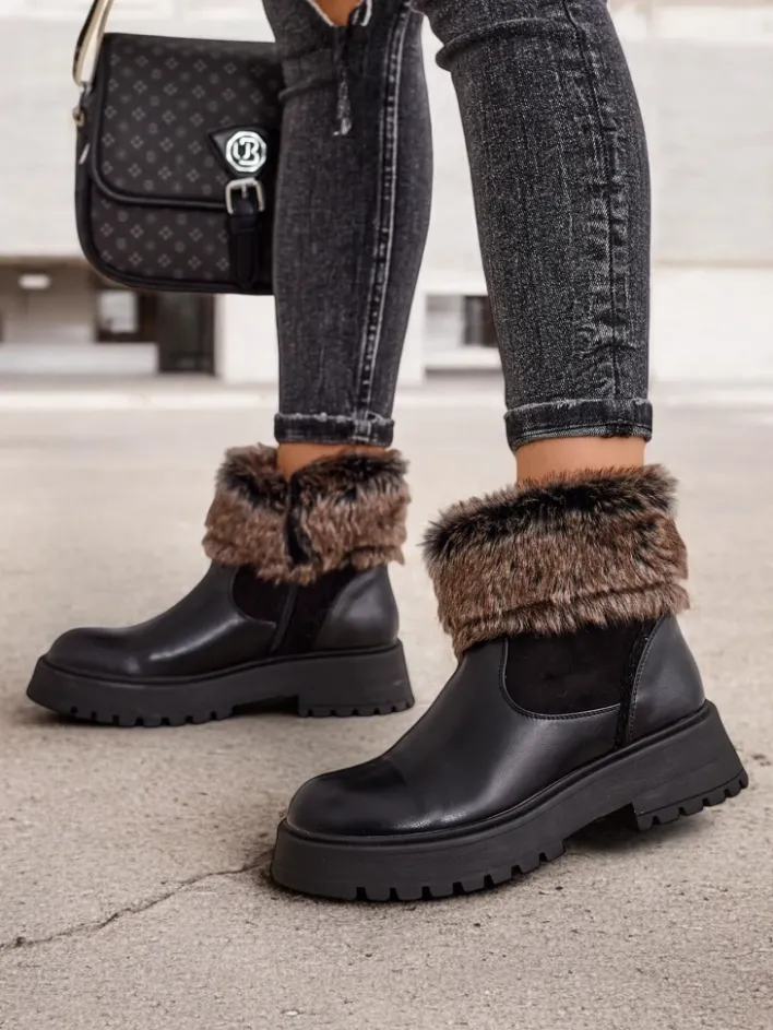 Botki Z Delikatnym Ociepleniem^Royalfashion Botki damskie Zolie czarny