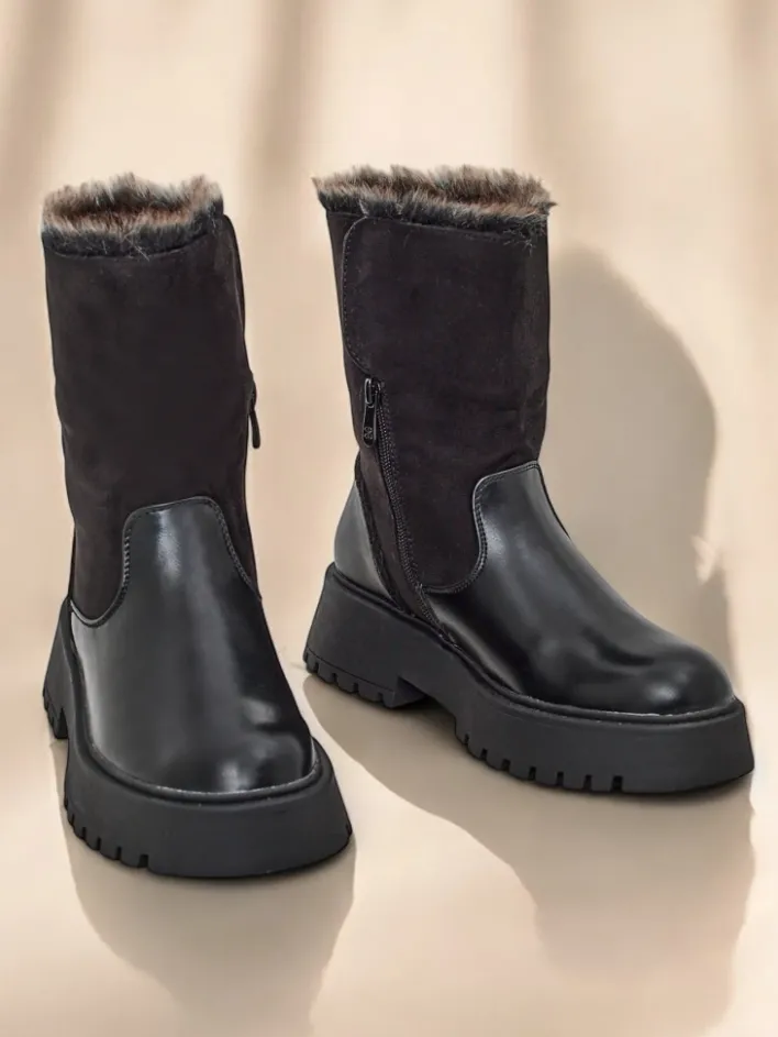 Botki Z Delikatnym Ociepleniem^Royalfashion Botki damskie Zolie czarny