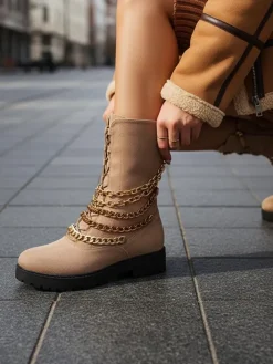 Workery|Botki Z Delikatnym Ociepleniem^Royalfashion Botki damskie typu workery w kolorze jasnom Goserre brązowy