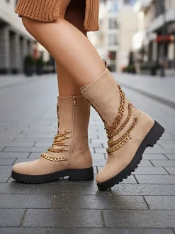 Workery|Botki Z Delikatnym Ociepleniem^Royalfashion Botki damskie typu workery w kolorze jasnom Goserre brązowy