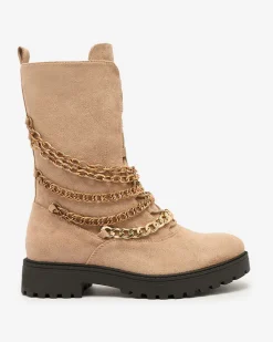 Workery|Botki Z Delikatnym Ociepleniem^Royalfashion Botki damskie typu workery w kolorze jasnom Goserre brązowy