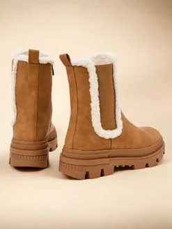Botki Z Delikatnym Ociepleniem^Royalfashion Botki damskie Ozoo Camel