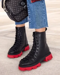 Botki Z Delikatnym Ociepleniem^Royalfashion Botki damskie sznurowane Xorri