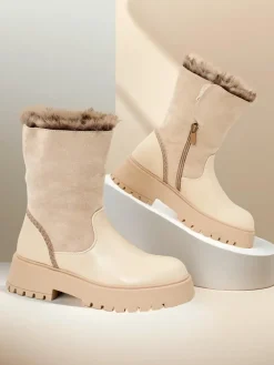 Botki Z Delikatnym Ociepleniem^Royalfashion Botki damskie Zolie beżowy