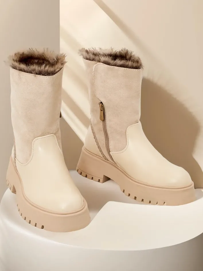 Botki Z Delikatnym Ociepleniem^Royalfashion Botki damskie Zolie beżowy