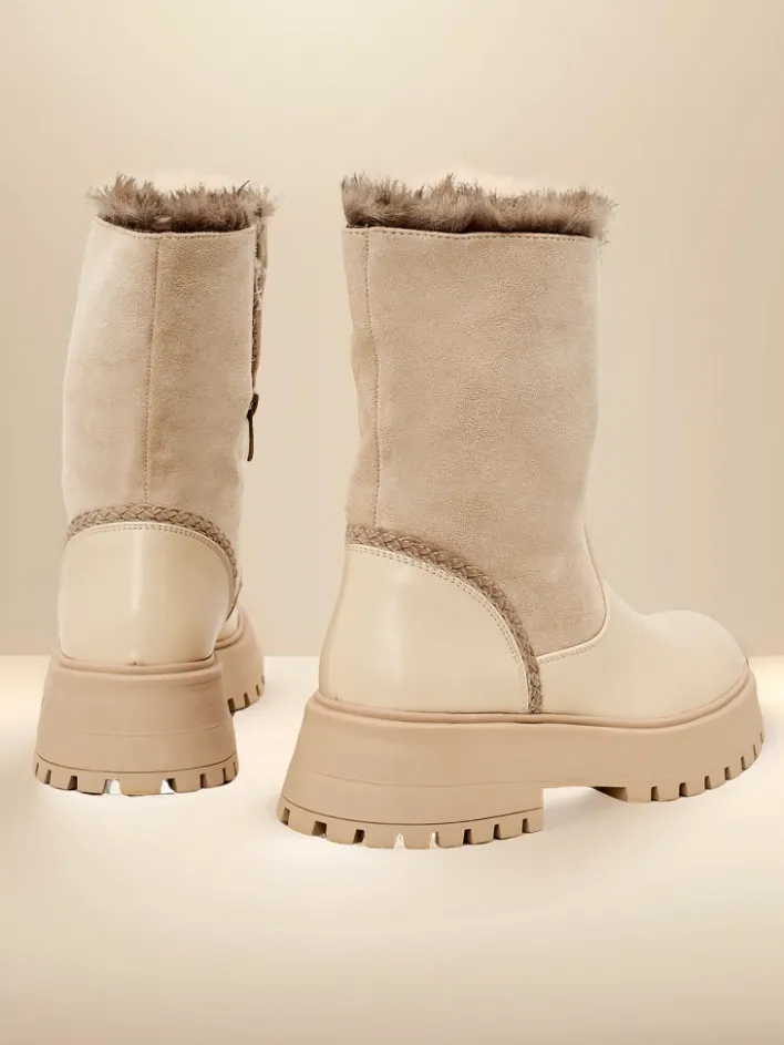 Botki Z Delikatnym Ociepleniem^Royalfashion Botki damskie Zolie beżowy