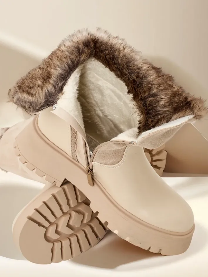 Botki Z Delikatnym Ociepleniem^Royalfashion Botki damskie Zolie beżowy