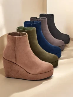 Botki Z Delikatnym Ociepleniem|Botki Na Koturnie^Royalfashion Botki damskie na koturnie Sieffa zielony