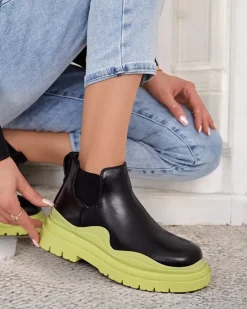 Botki Z Delikatnym Ociepleniem|Nowość^Royalfashion Botki damskie wsuwane Derri zielony