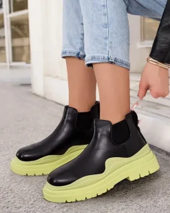 Botki Z Delikatnym Ociepleniem|Nowość^Royalfashion Botki damskie wsuwane Derri zielony