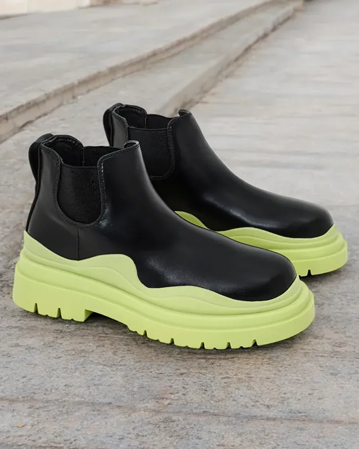 Botki Z Delikatnym Ociepleniem|Nowość^Royalfashion Botki damskie wsuwane Derri zielony