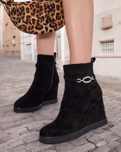 Botki Z Delikatnym Ociepleniem|Botki Na Koturnie^Royalfashion Botki damskie na koturnie Nerri czarny