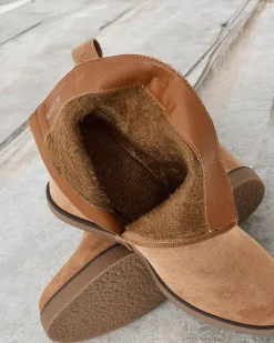 Botki Z Delikatnym Ociepleniem|Botki Na Koturnie^Royalfashion Botki damskie na koturnie Nerias Camel