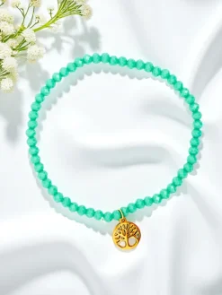 Biżuteria^Royalfashion Bransoletka damska z zawieszką drzewa zielony