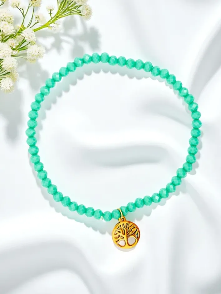 Biżuteria^Royalfashion Bransoletka damska z zawieszką drzewa zielony