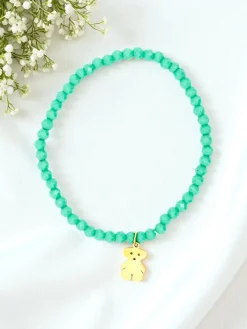 Biżuteria^Royalfashion Bransoletka damska z zawieszką misia zielony