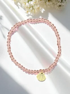 Biżuteria^Royalfashion Bransoletka damska z zawieszką muszelki Jasnoróżowy