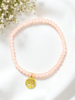 Biżuteria^Royalfashion Bransoletka damska z zawieszką drzewa Jasnoróżowy