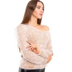 Swetry^Royalfashion Brązowy sweter damski Camel