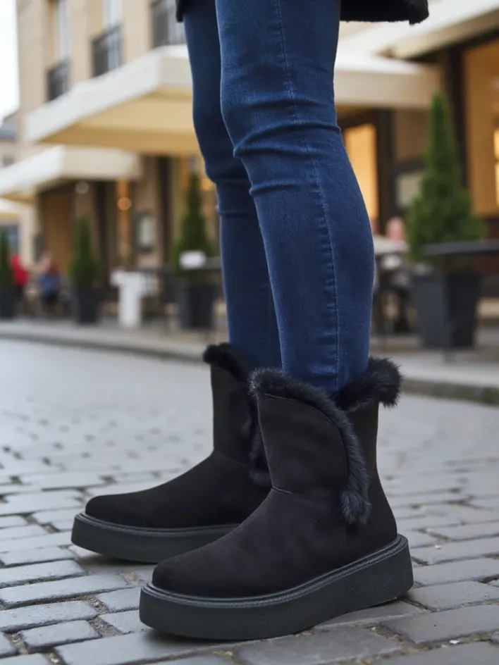 Śniegowce|Botki Na Platformie^Royalfashion Buty a'la śniegowce damskie Cozio czarny