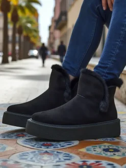 Śniegowce|Botki Na Platformie^Royalfashion Buty a'la śniegowce damskie Cozio czarny