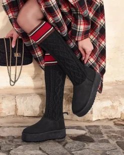Śniegowce|Botki Na Platformie^Royalfashion Buty a'la śniegowce damskie z cholewką a'la skarpeta Kokumi czarny