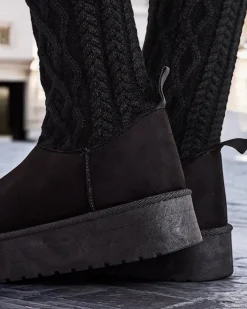 Śniegowce|Botki Na Platformie^Royalfashion Buty a'la śniegowce damskie z cholewką a'la skarpeta Kokumi czarny