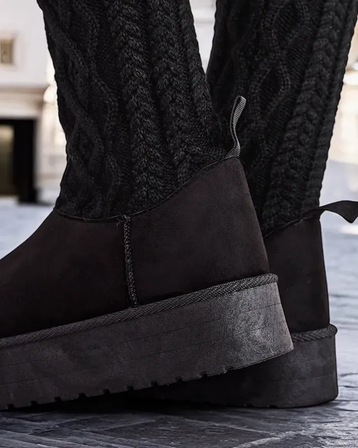 Śniegowce|Botki Na Platformie^Royalfashion Buty a'la śniegowce damskie z cholewką a'la skarpeta Kokumi czarny