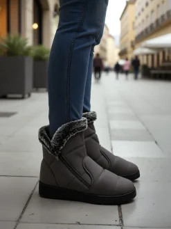 Botki Z Delikatnym Ociepleniem|Śniegowce^Royalfashion Buty a'la śniegowce damskie Baccinis gołębi szary