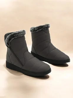 Botki Z Delikatnym Ociepleniem|Śniegowce^Royalfashion Buty a'la śniegowce damskie Baccinis gołębi szary