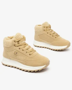 Ocieplane|Sneakersy^Royalfashion Buty sportowe damskie z ociepleniem w kolorze jasnom Cerrto brązowy