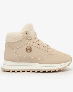Ocieplane|Sneakersy^Royalfashion Buty sportowe damskie z ociepleniem w kolorze m Cerrto beżowy